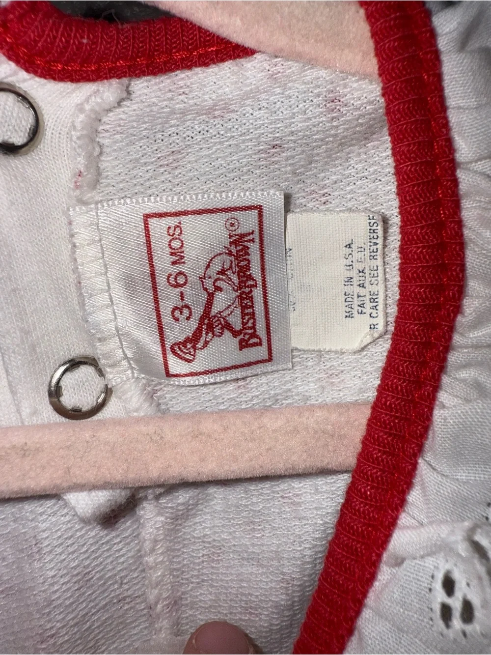 Vintage buster brown Baby Girls White and Red Heart One-Piece Romper